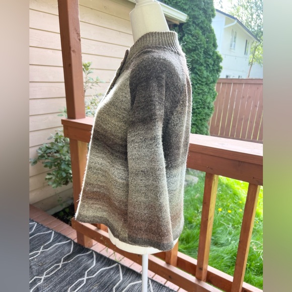 Croft & Barrow Button Up Front Brown & Grey Sweater Cardigan 3/4 Sleeve Small - Picture 5 of 7